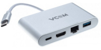 Кабель-адаптер USB3.1 Type-CM-->HDMI+USB3.0+RJ45+PD charging  VCOM