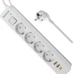 Сетевой фильтр DFS 145 5М 4 розетки 16A 2хUSB+Type-C белый 99435 DEFENDER
