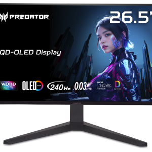 Монитор Acer Predator 26,5'' X27UW1bmiipprx, 16:9, QD-OLED, QHD, 0,03ms, 200cd, 240Hz, HDMI, 2xDP, SPK, HAS