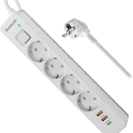 Сетевой фильтр  DFS 143 3М 4 розетки 16A 2хUSB+Type-C белый 99434 DEFENDER