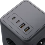 Сетевой фильтр 2м 3*1.5кв.мм 8розеток 16A 230В 2xUSB-A 2xUSB-C черный ILS 451