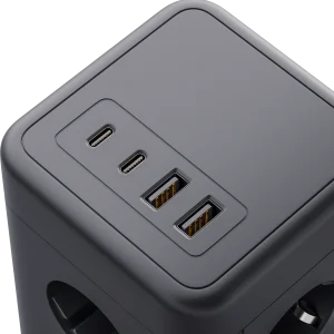Сетевой фильтр 2м 3*1.5кв.мм 8розеток 16A 230В 2xUSB-A 2xUSB-C черный ILS 451