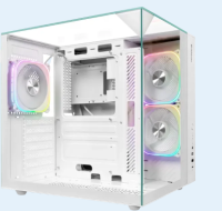 Корпус MIDITOWER CryoCube ATX Micro-ATX Mini-ITX W/O PSU 3x12cm Fan USB1.1+3.0+Type-C+audio белый с окном