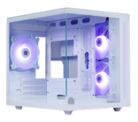Корпус MINITOWER NovaCube Micro-ATX Mini-ITX W/O PSU 3x12cm ARGB Fan 2хUSB1.1+3.0 3.5jack белый c окном