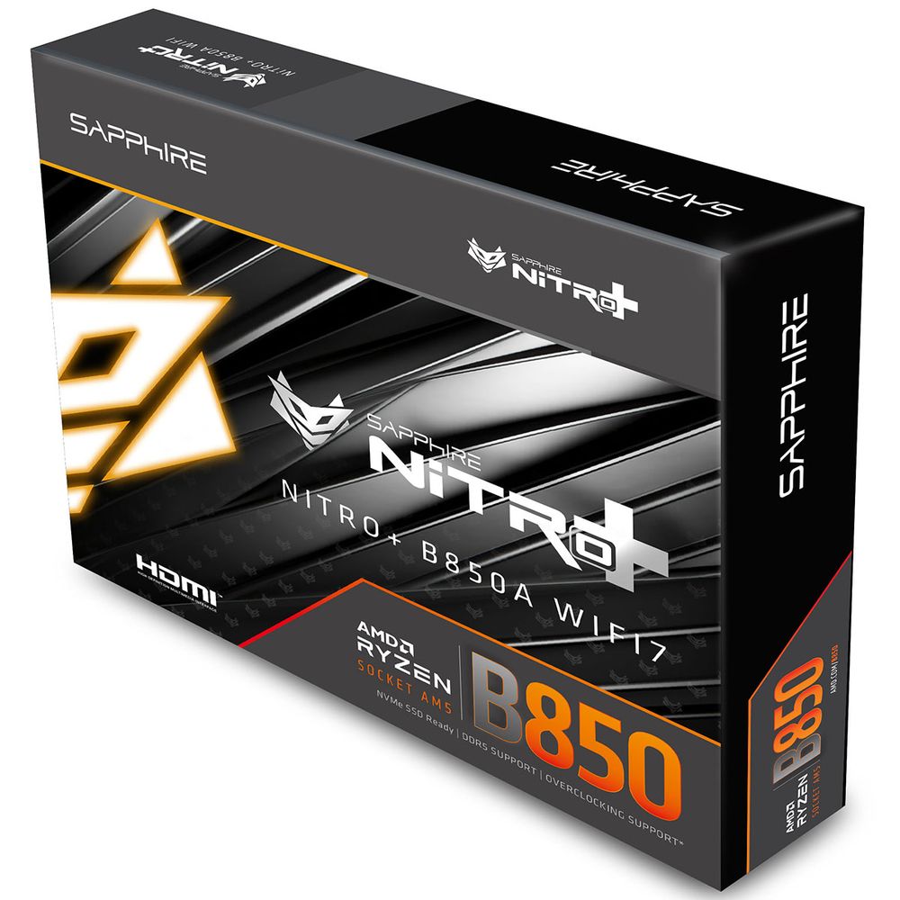 Материнская плата Sapphire B850A NITRO+ WIFI7 B850, AM5, 4*DDR5, 3*PCIEx16, 3*M.2, 2*TypeC, 3*USB3.2Gen2, 2*USB3.2Gen1, 6*USB2.0, 4*SATA3.0, 2.5G, DP, HDMI, ATX, RTL — изображение 8