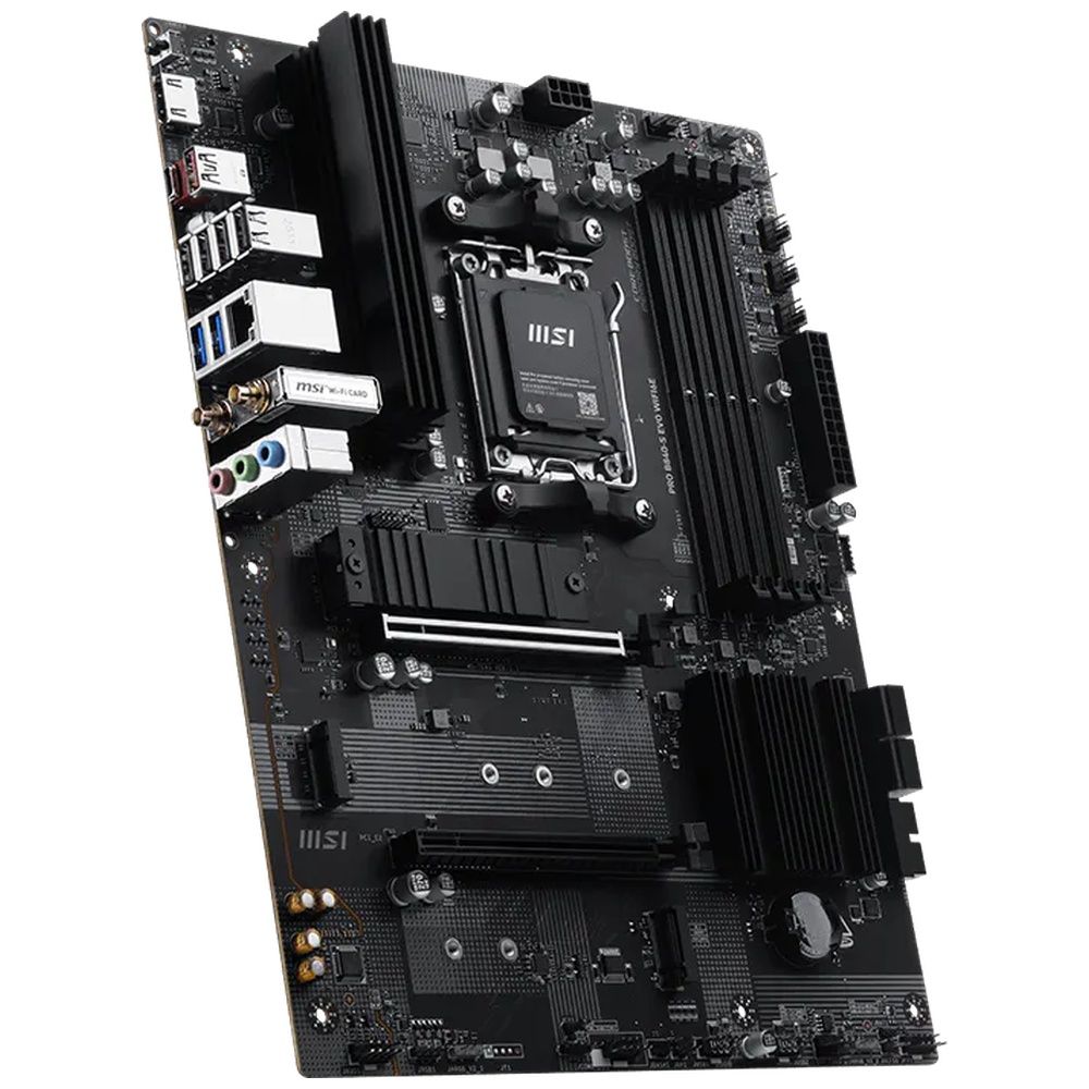 Материнская плата MSI PRO B840-S EVO WIFI6E B840, AM5, 4*DDR5, 2*PCIEx16, 3*M.2, 2*TypeC, 1*USB3.2Gen2, 4*USB3.2Gen1, 8*USB2.0, 4*SATA3.0, 2.5G, HDMI, ATX, RTL — изображение 4