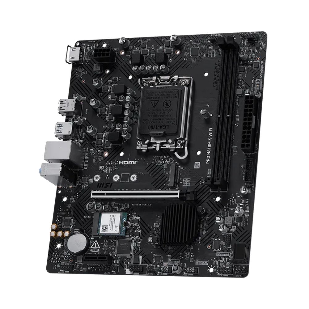 Материнская плата MSI PRO H610M-S WIFI H610, LGA1700, 2*DDR5, 1*PCIEx16, 1*PCIEx1, 1*M.2, 4*USB3.2Gen1, 8*USB2.0, 2*SATA3.0, 1G, HDMI, M-ATX, RTL — изображение 2