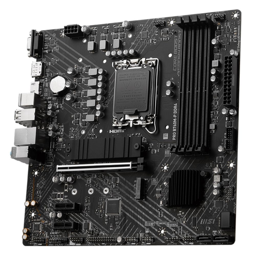 Материнская плата MSI PRO B760M-P DDR4 B760, LGA1700, 4*DDR4, 1*PCIEx16, 2*PCIEx1, 2*M.2, 1*TypeC, , 3*USB3.2Gen1, 8*USB2.0, 4*SATA3.0, 1G, VGA, DP, HDMI, M-ATX, RTL — изображение 3