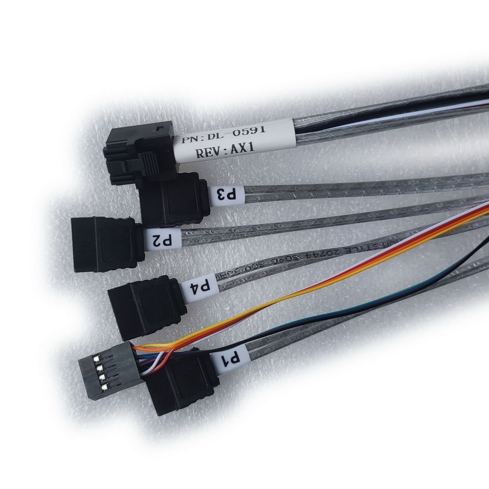 Кабель DiliVing DL-0591, Internal SFF8643-to-4*SATA+SB ( HDmSAS (прямой) -to- 4*SATA(прямой)+SideBand) Crossover, 75 cm — изображение 3