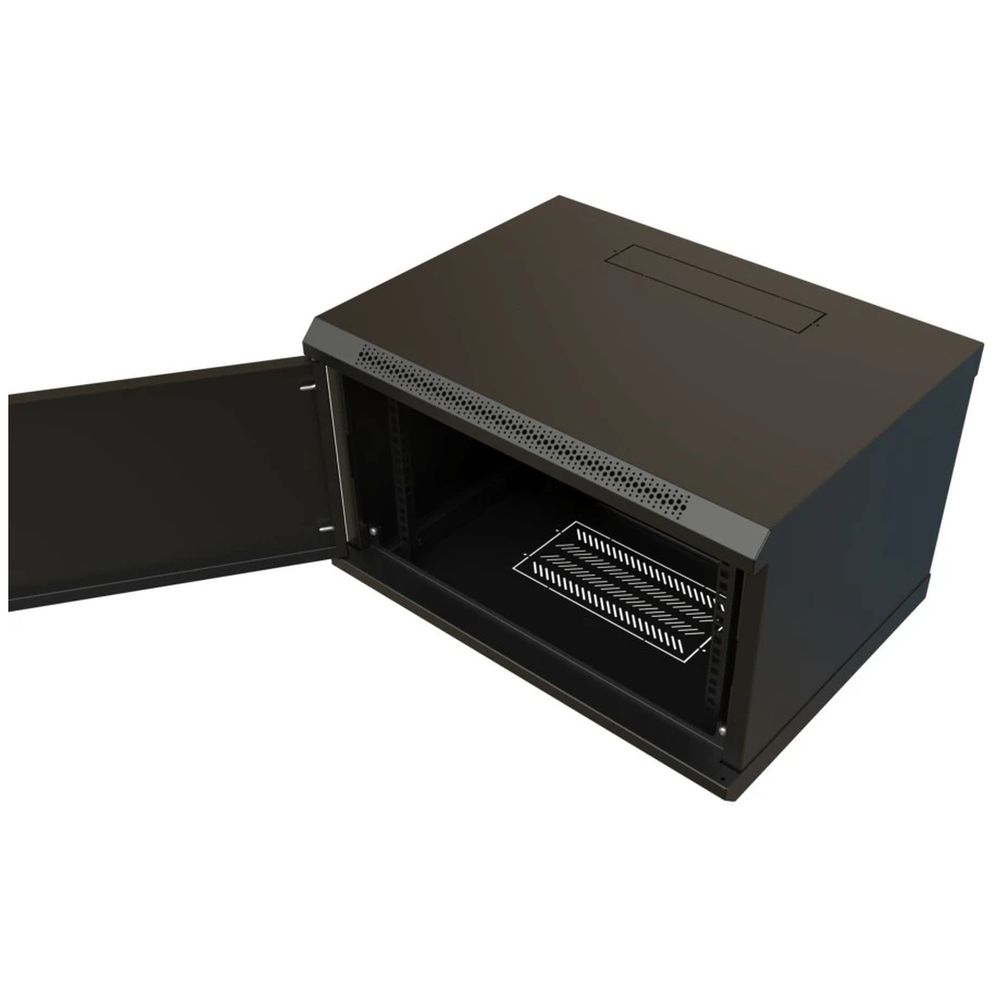 Шкаф Hyperline WRline WR-TW-0666-SR-RAL9004 настенный 19-дюймовый (19"), 6U, 367x600х600мм, цельнометаллическая дверь с замком, цвет черный (RAL9004) (разобранный) — изображение 4