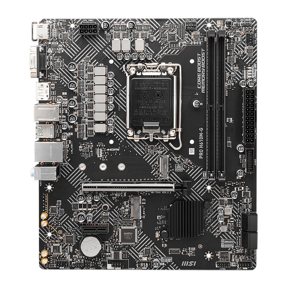 Материнская плата MSI PRO H610M-G H610, LGA1700, 2*DDR5, 1*PCIEx16, 1*PCIEx1, 1*M.2, 4*USB3.2Gen1, 6*USB2.0, 4*SATA3.0, 1G, VGA, DP, HDMI, M-ATX, RTL — изображение 3