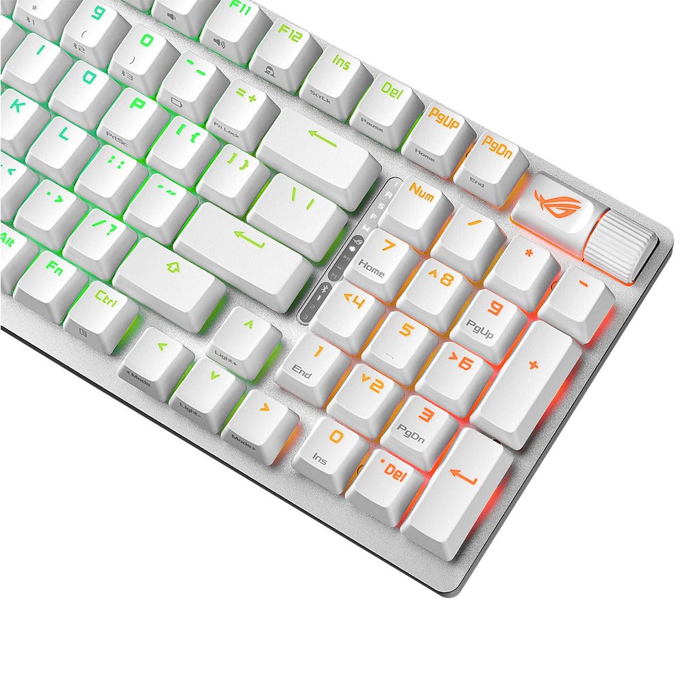 Клавиатура ASUS X901 STRIX SCOPE II 96 WL WHT ROG NX Snow PBT 96% USB 2.4GHz BT — изображение 6