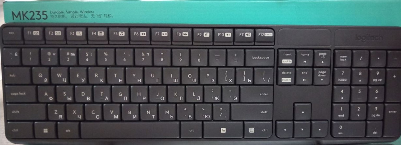Клавиатура + мышь беспроводные 2.4G EN/RU серый MK235 920-007949 LOGITECH — изображение 6