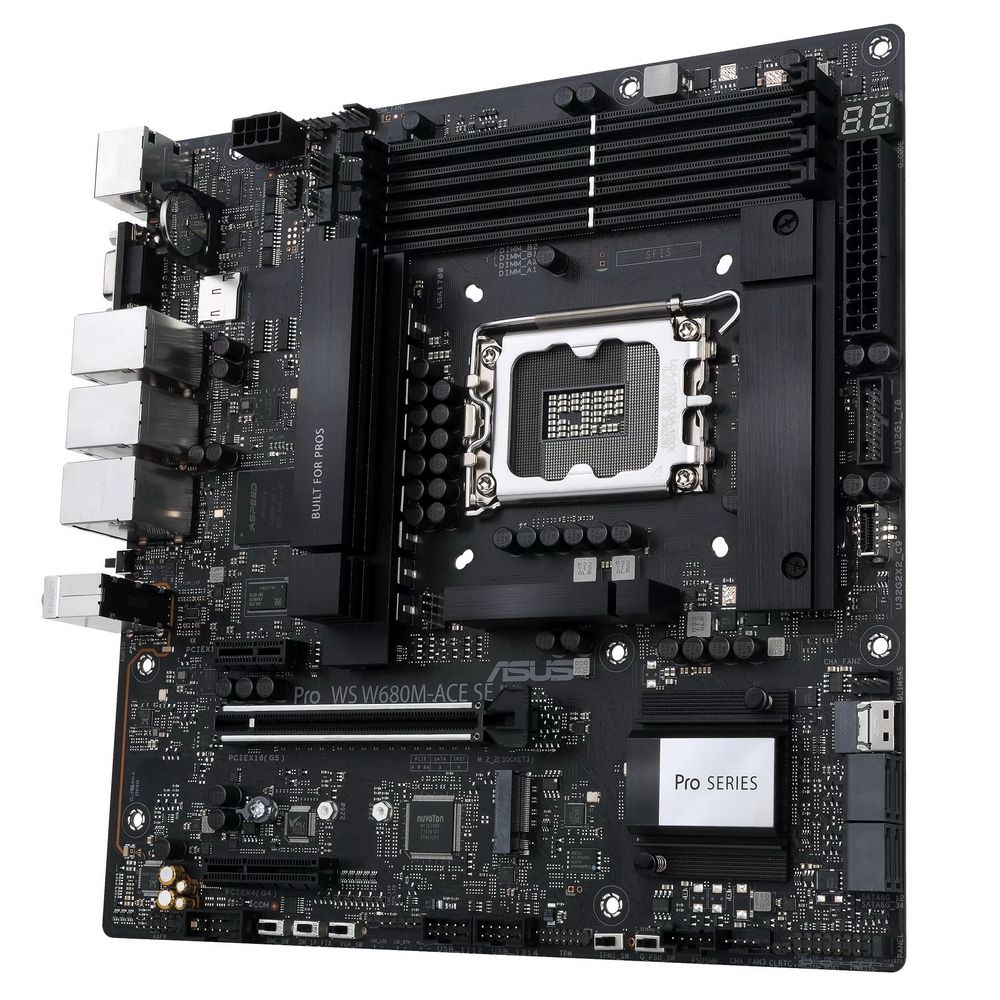 Материнская плата ASUS PRO WS W680M-ACE SE LGA1700 mATX 4xDDR5 PCIEx16 PCIEx4 PCIEx1 2xM.2 USB-C DP HDMI VGA 2х2.5GLAN — изображение 4