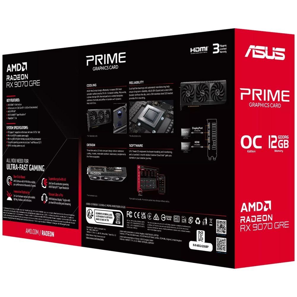 Видеокарта ASUS RX9070GRE PRIME OC 12GB GDDR6 192bit 3xDP HDMI 3FAN RTL (PRIME-RX9070GRE-O12G) — изображение 11