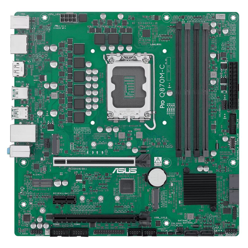 Материнская плата ASUS PRO Q870M-C-CSM LGA1851 mATX 4хDDR5 2хPCIEx16 PCIEx1 2xM.2 USB-C DP HDMI GLAN — изображение 3
