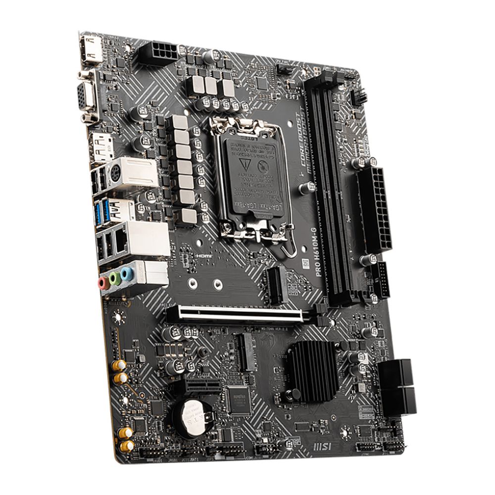 Материнская плата MSI PRO H610M-G H610, LGA1700, 2*DDR5, 1*PCIEx16, 1*PCIEx1, 1*M.2, 4*USB3.2Gen1, 6*USB2.0, 4*SATA3.0, 1G, VGA, DP, HDMI, M-ATX, RTL — изображение 4