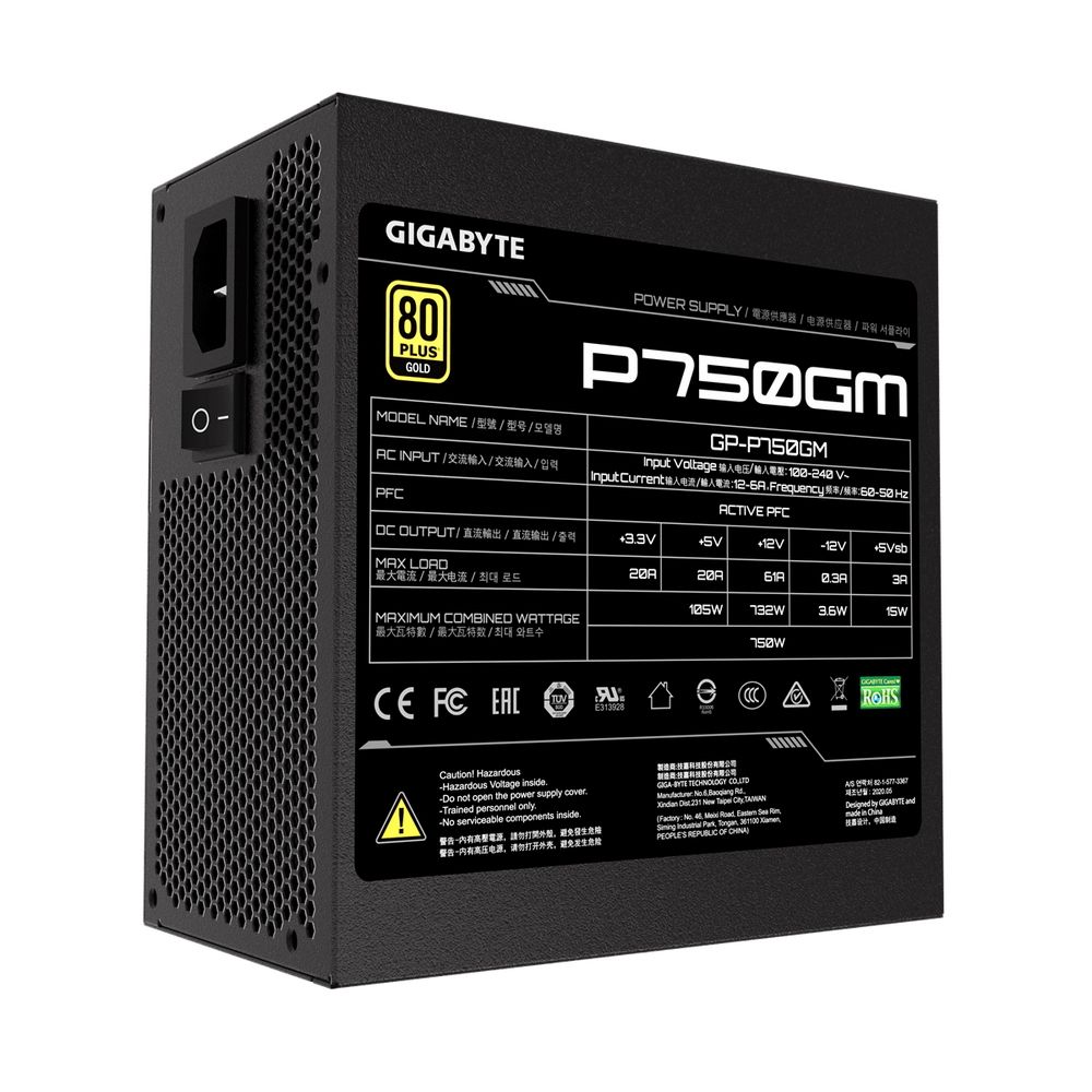 Блок питания Gigabyte P750GM GP-P750GM 750W, 80Plus, Gold, Полностью модульный, RTL {5} (551759) — изображение 4