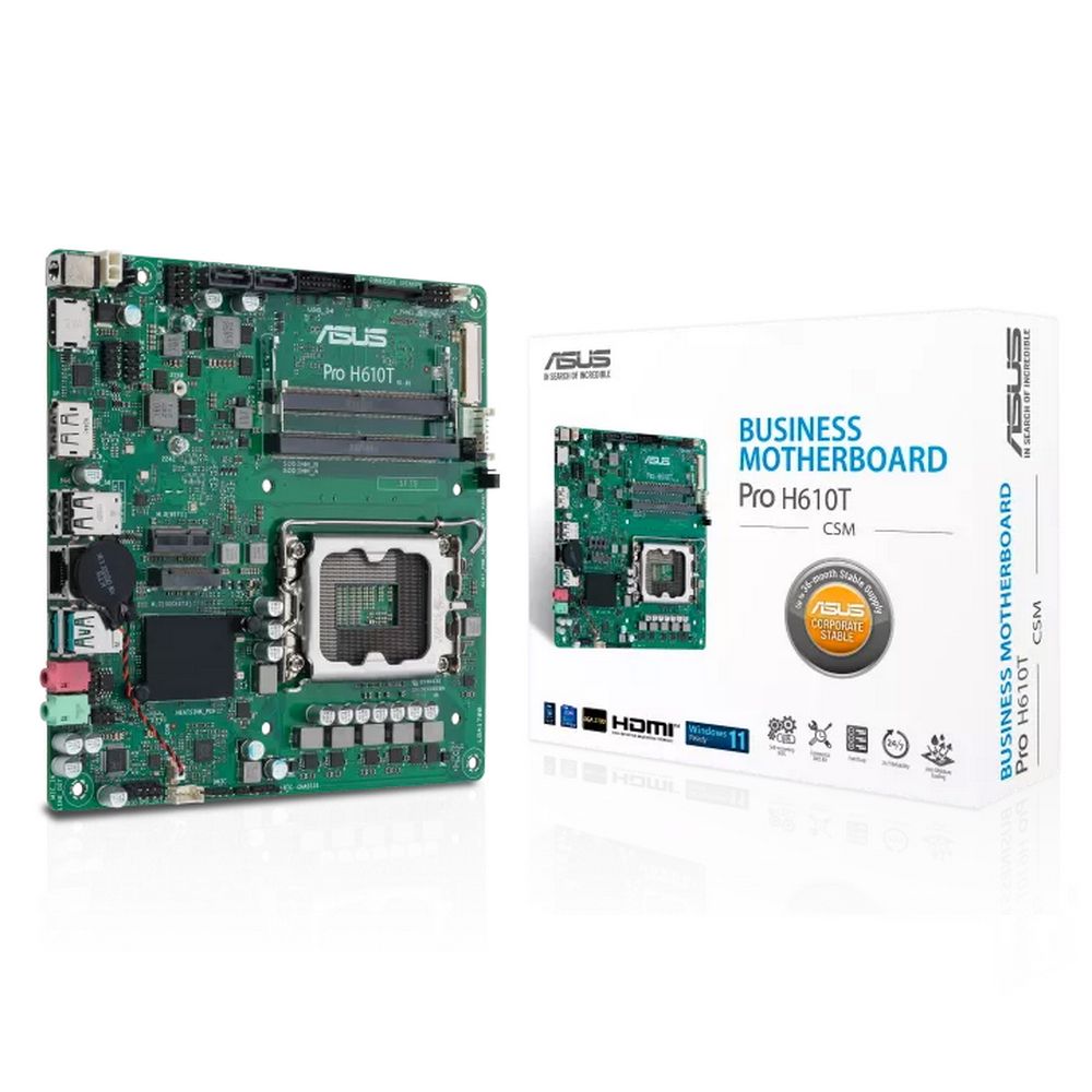 Материнская плата ASUS PRO H610T-CSM LGA1700 mini-ITX 2xDDR5 M.2 DP HDMI GLAN