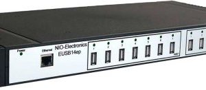 Концентратор сетевой USB, 14*USB 2.0, 1*10/100/1000 Base-T, пластиковый корпус