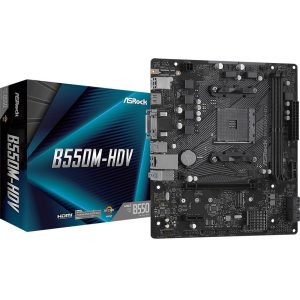 Материнская плата ASRock B550M-HDV, Socket AM4, AMD B550, 2xDDR4-3200, D-SUB+DVI-D+HDMI, 1xPCI-Ex16, 1xPCI-Ex1, 4xSATA3(RAID 0/1/10), 1xM.2, 8 Ch Audio, 1xGLan, (2+4)xUSB2.0, (4+2)xUSB3.2, 1xPS/2, mATX, RTL, {20} (931635)