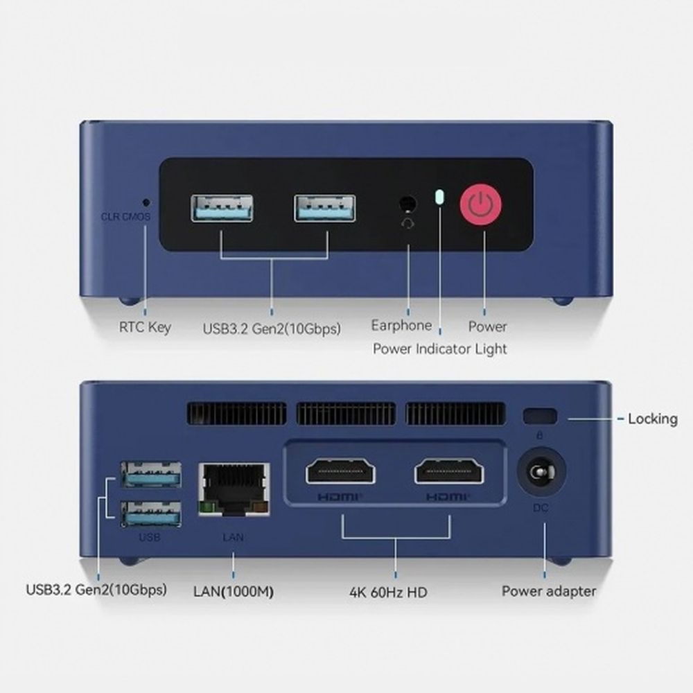 Мини-компьютер BL/MINI S12 PRO-LP/N100/12G/512G/2.5G*1/Navy Blue — изображение 2