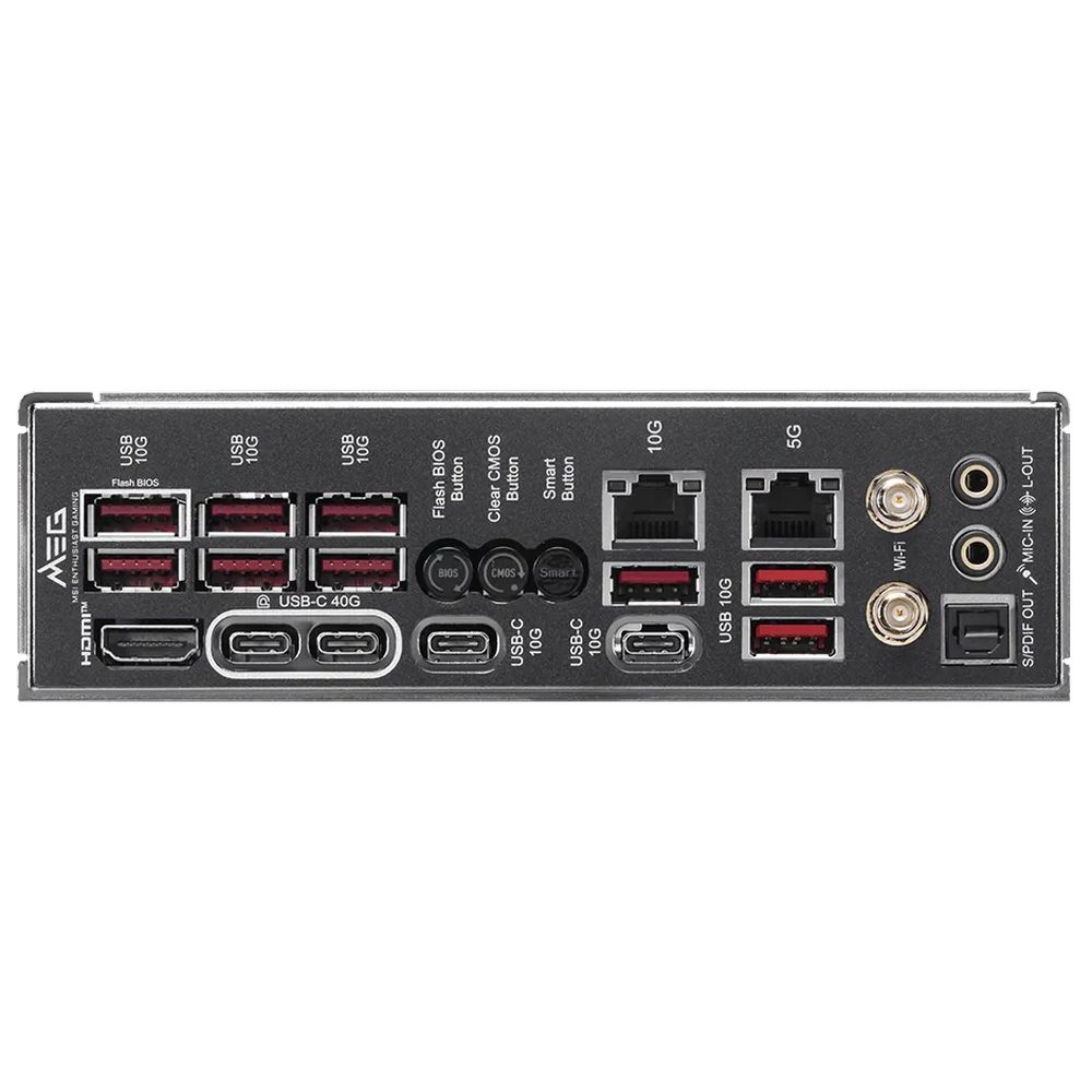 Материнская плата MSI MEG X870E ACE MAX X870E, AM5, 4*DDR5, 2*PCIEx16, 1*PCIEx4, 5*M.2, 3*TypeC, 9*USB3.2Gen2, 4*USB3.2Gen1, 4*USB2.0, 4*SATA3.0, 10G, 5G, 2*Type-C(DP), HDMI, ATX, RTL — изображение 5