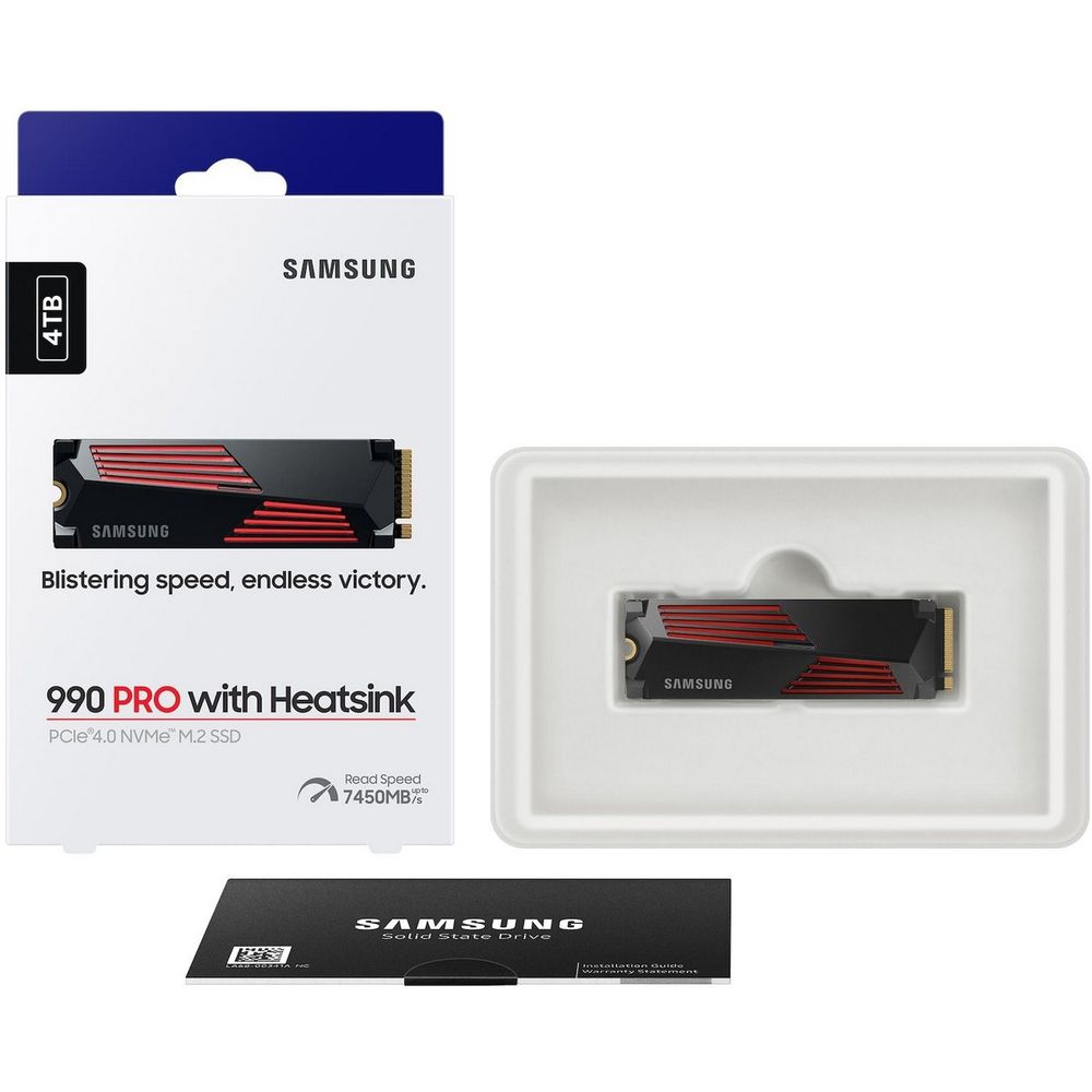 Твердотельный накопитель SSD M.2 2280 4TB Samsung 990 PRO with Heatsink MZ-V9P4T0GW PCIe Gen4x4 with NVMe, 7450/6900, IOPS 1600/1550K, MTBF 1.5M, Samsung V-NAND TLC, 4GB LPDDR4MB, 2400TBW, RTL — изображение 13