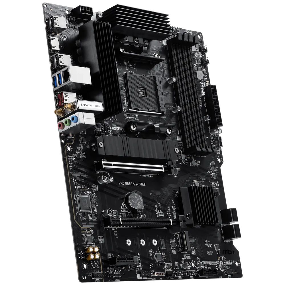 Материнская плата MSI PRO B550-S WIFI6E B550, AM4, 4*DDR4, 2*PCIEx16, 1xPCIEx1, 2*M.2, 2*TypeC, 1*USB3.2Gen2, 4*USB3.2Gen1, 8*USB2.0, 4*SATA3.0, 1G, HDMI, ATX, RTL — изображение 4