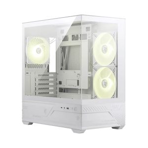 Корпус для ПК MSI MAG PANO M110R WHITE , Micro-ATX, 1xUSB 3.2 Gen 1, 1xUSB 3.2 Gen2x2 Type-C, 2x140mm, ARGB Reverse Blade Fan, 1x120mm ARGB Fan, ARGB+PWM Control Board, TG