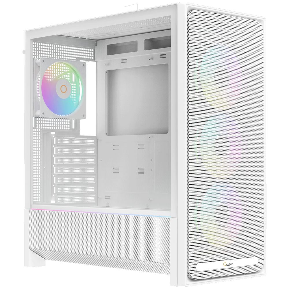 Корпус для ПК Ocypus Delta-C70-WHG400XX-GL Case Delta C70 WH ARGB EATX / win / white / 4 ARGB fans / no PSU