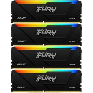 Модуль памяти 32GB Kingston DDR4 3200 DIMM FURY Beast RGB Black Gaming Memory Non-ECC, CL16, 1.35V, Heat Shield, Kit (4x8GB), XMP, 1RX8, RTL