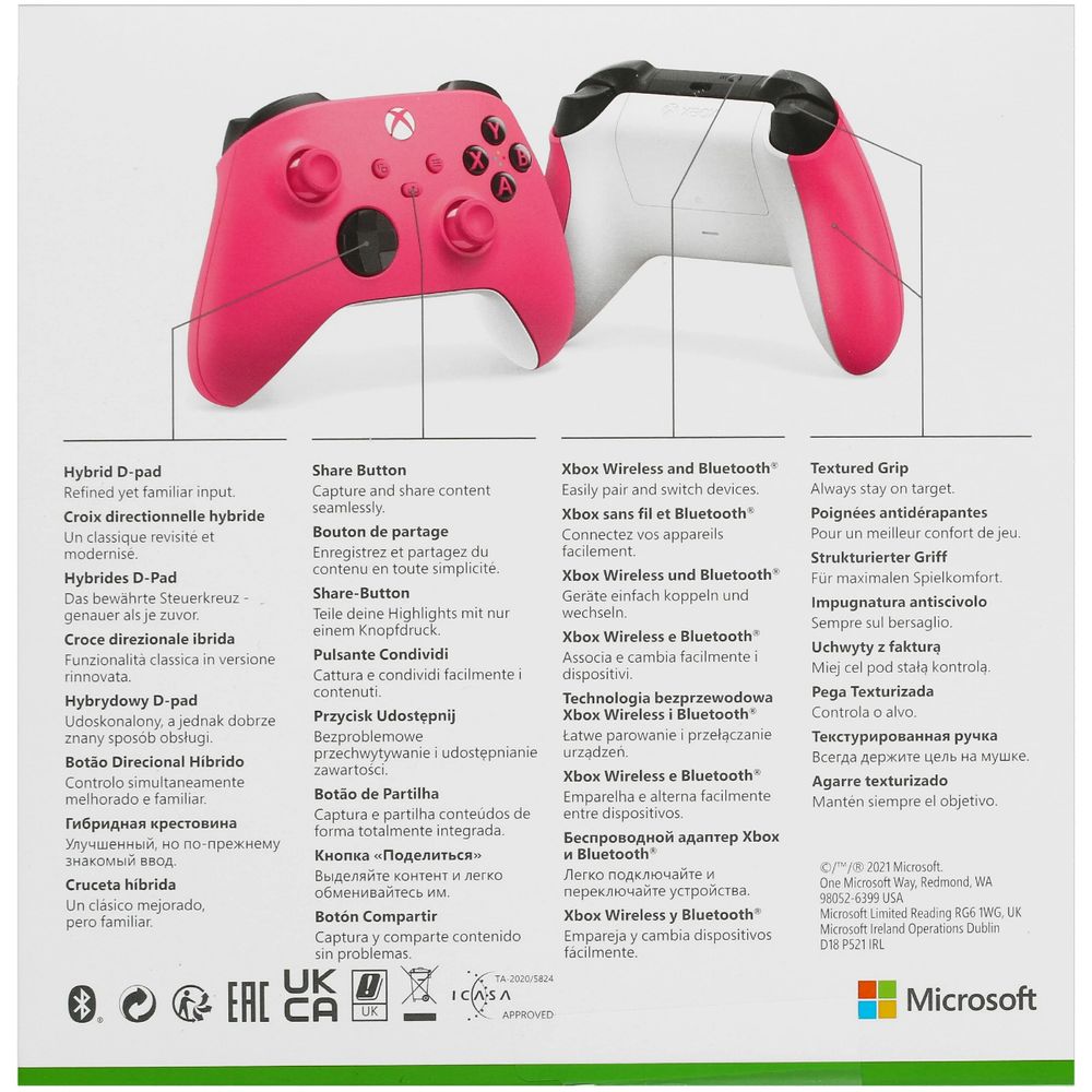 Геймпад Xbox Series X|S Wireless controller 1914 XBOX Series X, XBOX Series S, XBOX One, Windows 10/11, Android и iOS/Bluetooth (Xbox Wireless)/USB Type-C/force feedback/Deep Pink — изображение 6