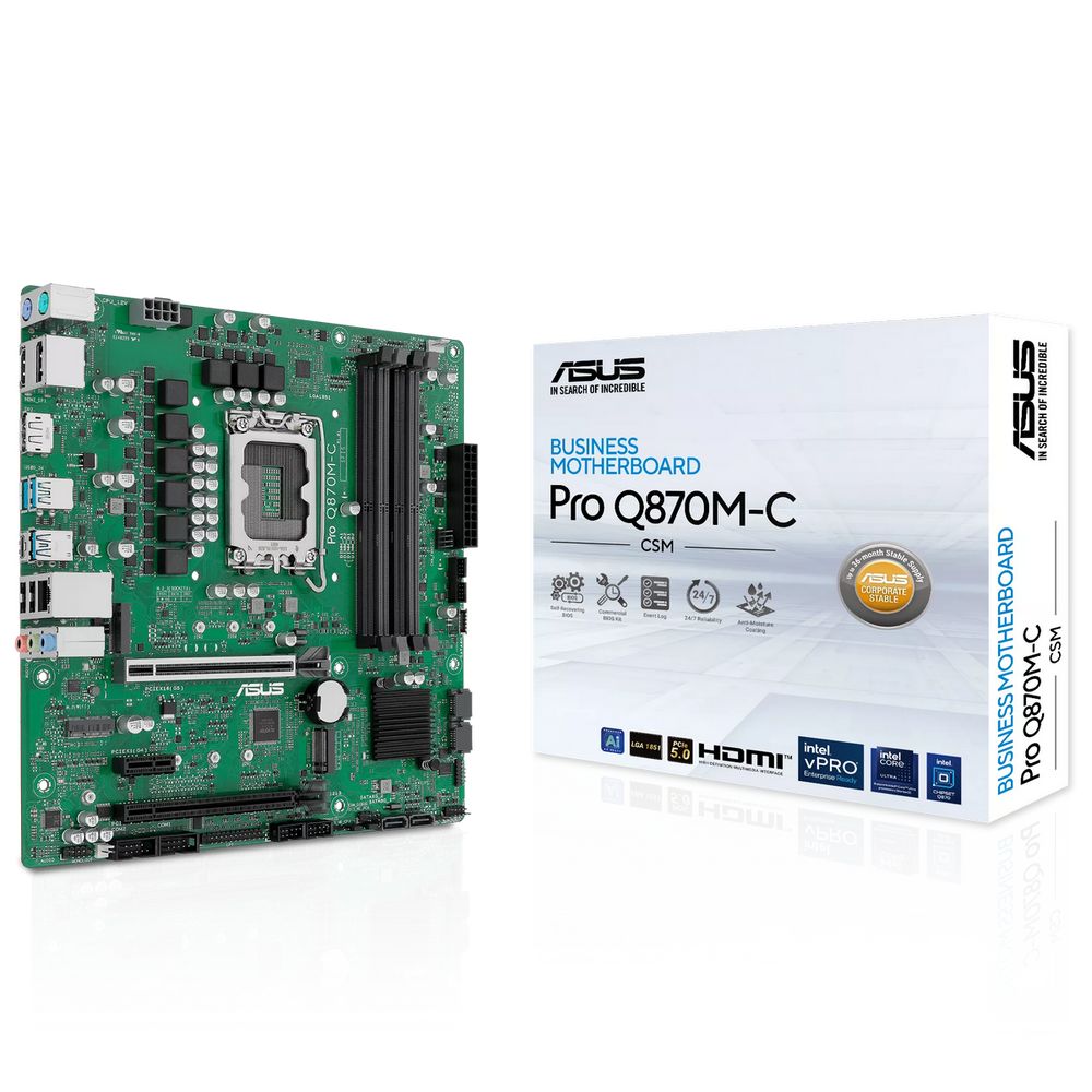Материнская плата ASUS PRO Q870M-C-CSM LGA1851 mATX 4хDDR5 2хPCIEx16 PCIEx1 2xM.2 USB-C DP HDMI GLAN
