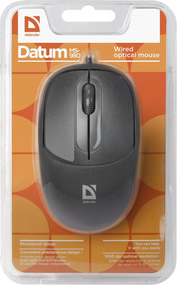 Мышь проводная DATUM MS-980 черная 52980 DEFENDER — изображение 3