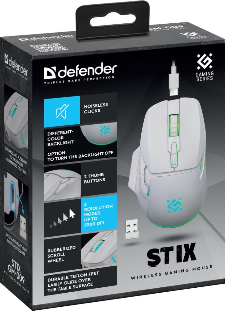 Мышь беспроводная STIX GM-009 белая 52009 DEFENDER — изображение 5