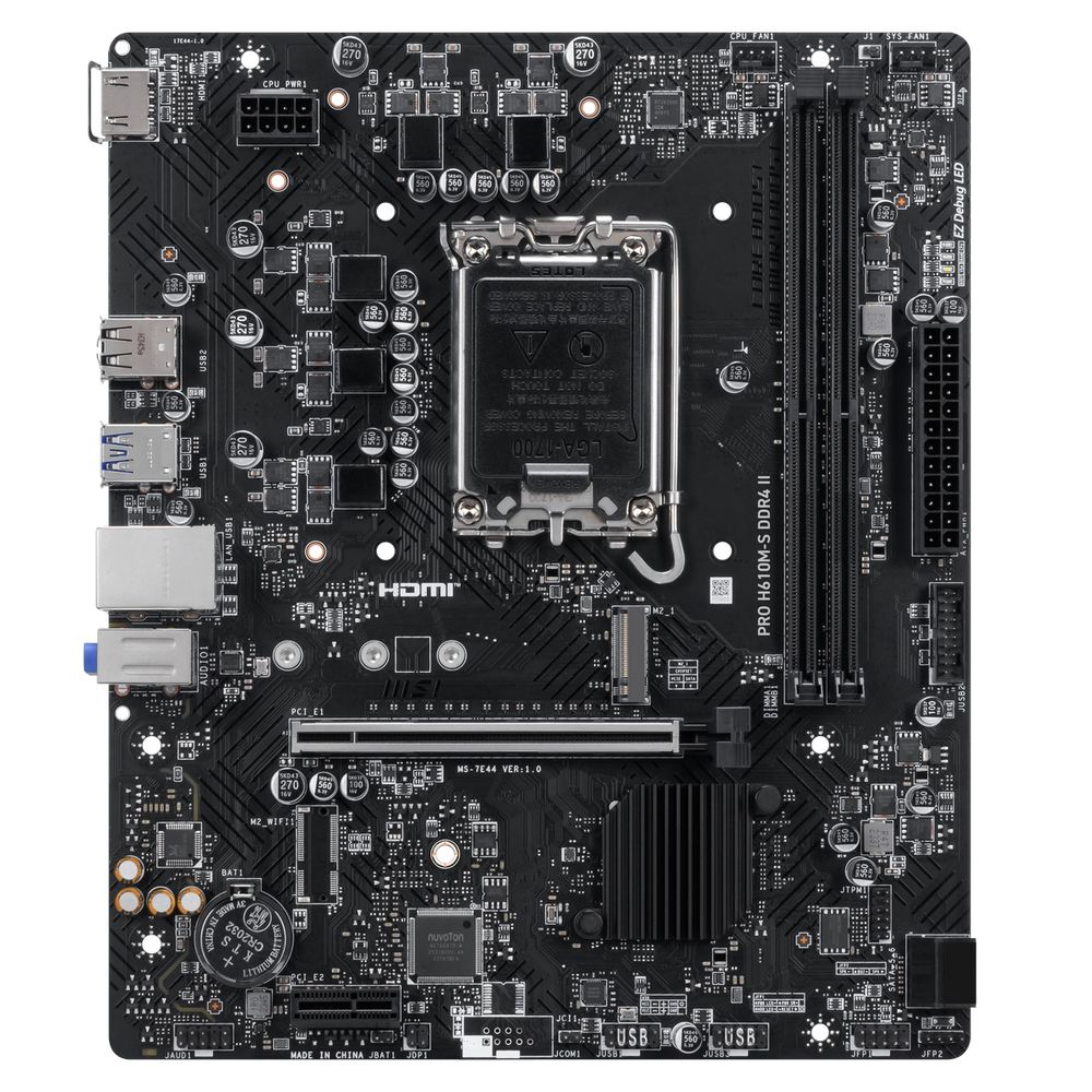 Материнская плата MSI PRO H610M-S DDR4 II H610, LGA1700, 2*DDR4, 1*PCIEx16, 1*PCIEx1, 1*M.2, 4*USB3.2Gen1, 8*USB2.0, 2*SATA3.0, 1G, HDMI, M-ATX, RTL — изображение 2