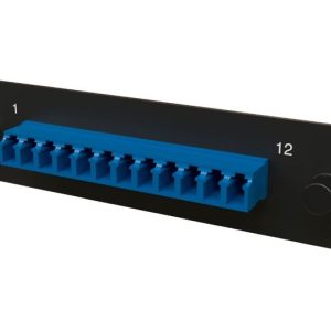 Панель Hyperline FO-FPM-W120H32-12LC-BL Панель для FO-19BX с 12 LC адаптерами, 12 волокон, одномод OS1/OS2, 120x32 мм, адаптеры цвета синий (blue)