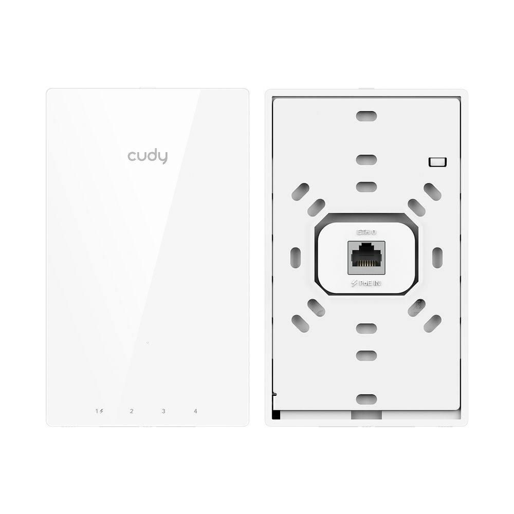 Точка доступа Wi-Fi CUDY AX3000 Gigabit Wall-Plate Wi-Fi 6 Access Point AX3000 Dual Band Wi-Fi 6 Wall Plate Access Point, Chipset MT7981+MT7531AE+MT7976CN, 802.11ax/ac/a/b/g/n, 2402Mbps at 5GHz + 574Mbps at 2.4GHz, 1 x Gigabit PoE-IN Port, 802.3af / at, 4 x Gigabit RJ45 ports, LAN1 support PoE Out, Cudy Mesh Support — изображение 2