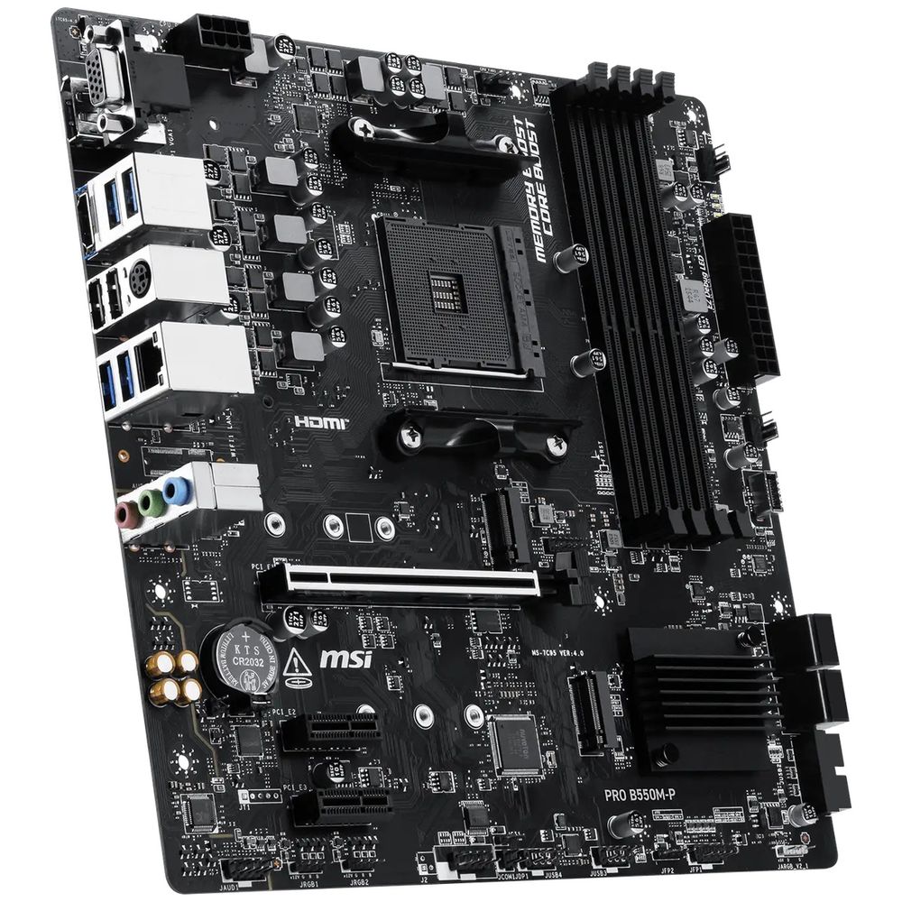 Материнская плата MSI PRO B550M-P B550, AM4, 4*DDR4, 1*PCIEx16, 2xPCIEx1, 2*M.2, 6*USB3.2 Gen1, 6*USB2.0, 4*SATA3, 1G, VGA, DP, HDMI, M-ATX, RTL — изображение 4