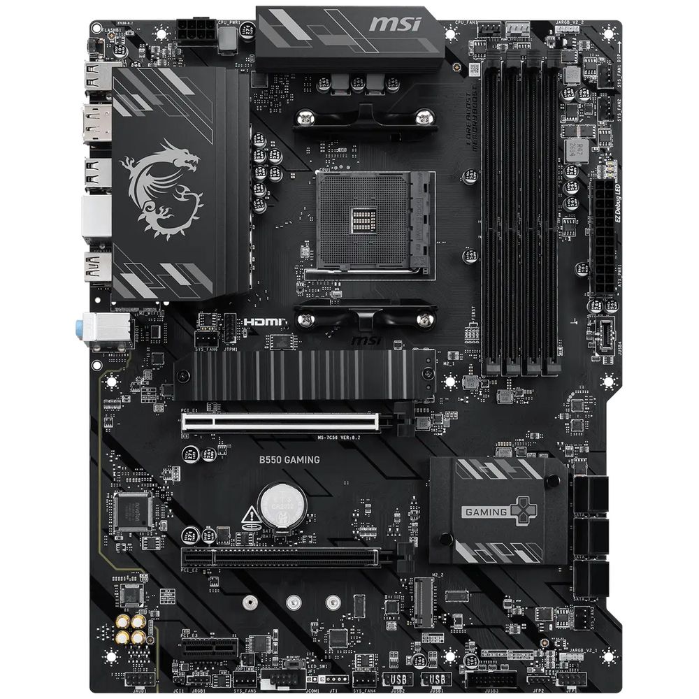 Материнская плата MSI B550 GAMING B550, AM4, 4*DDR4, 2*PCIEx16, 1*PCIEx1, 2*M.2, 2*TypeC, 1*USB3.2Gen2, 4*USB3.2Gen1, 8*USB2.0, 6*SATA3.0, 1G, DP, HDMI, ATX, RTL — изображение 2