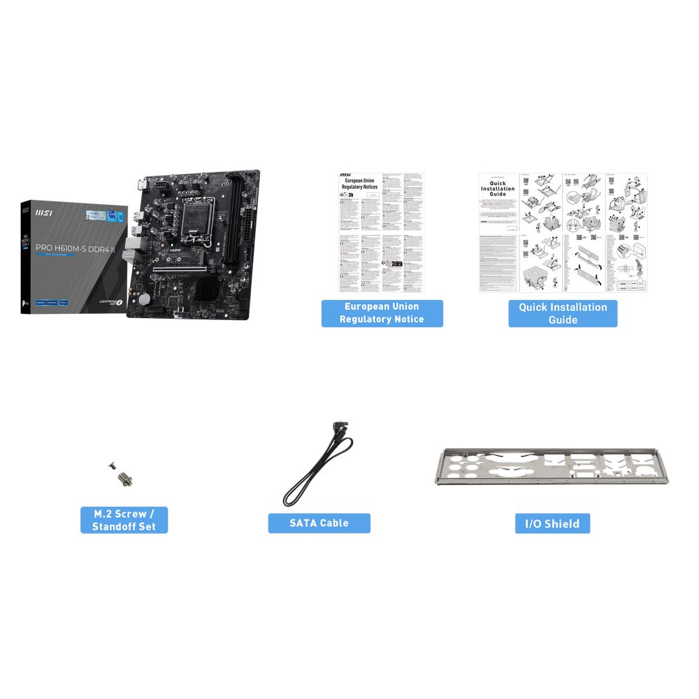 Материнская плата MSI PRO H610M-S DDR4 II H610, LGA1700, 2*DDR4, 1*PCIEx16, 1*PCIEx1, 1*M.2, 4*USB3.2Gen1, 8*USB2.0, 2*SATA3.0, 1G, HDMI, M-ATX, RTL — изображение 7