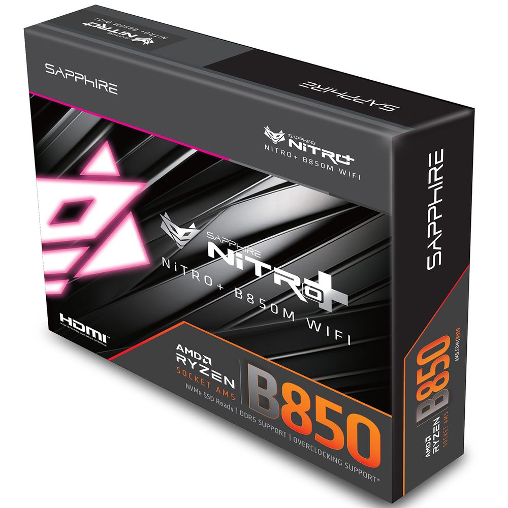 Материнская плата Sapphire B850M NITRO+ WIFI B850, AM5, 4*DDR5, 2*PCIEx16, 2*M.2, 2*TypeC, 3*USB3.2Gen2, 2*USB3.2Gen1, 6*USB2.0, 4*SATA3.0, 2.5G, DP, HDMI, M-ATX, RTL — изображение 7