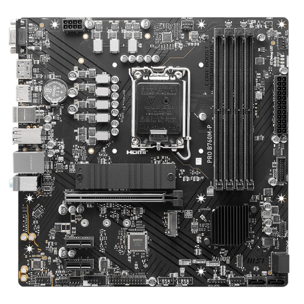 Материнская плата MSI PRO B760M-P B760, LGA1700, 4*DDR5, 1*PCIEx16, 2*PCIEx1, 2*M.2, 1*TypeC, 3*USB3.2Gen1, 8*USB2.0, 4*SATA3.0, 1G, VGA, DP, HDMI, M-ATX, RTL — изображение 3