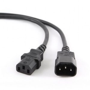 Кабель питания сист.блок-монитор Cablexpert PC-189, 1.8м, C13-C14, 6А, Сечение провода: 0,5 мм2, черный, с заземлением {100}
