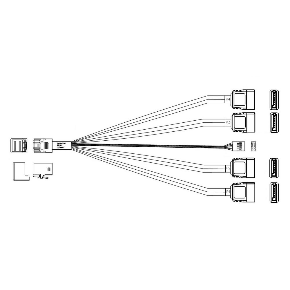 Кабель DiliVing DL-0591, Internal SFF8643-to-4*SATA+SB ( HDmSAS (прямой) -to- 4*SATA(прямой)+SideBand) Crossover, 75 cm — изображение 4