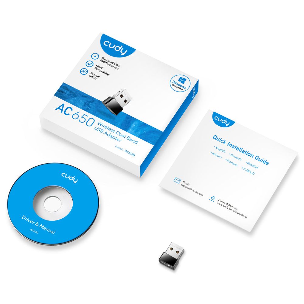 Адаптер беспроводной связи (Wi-Fi) CUDY AC650 Wi-Fi Mini USB Adapter 650Mbps Wi-Fi USB Adapter, Mini Size, 433Mbps at 5GHz + 200Mbps at 2.4GHz, Nano Size, USB 2.0 — изображение 4