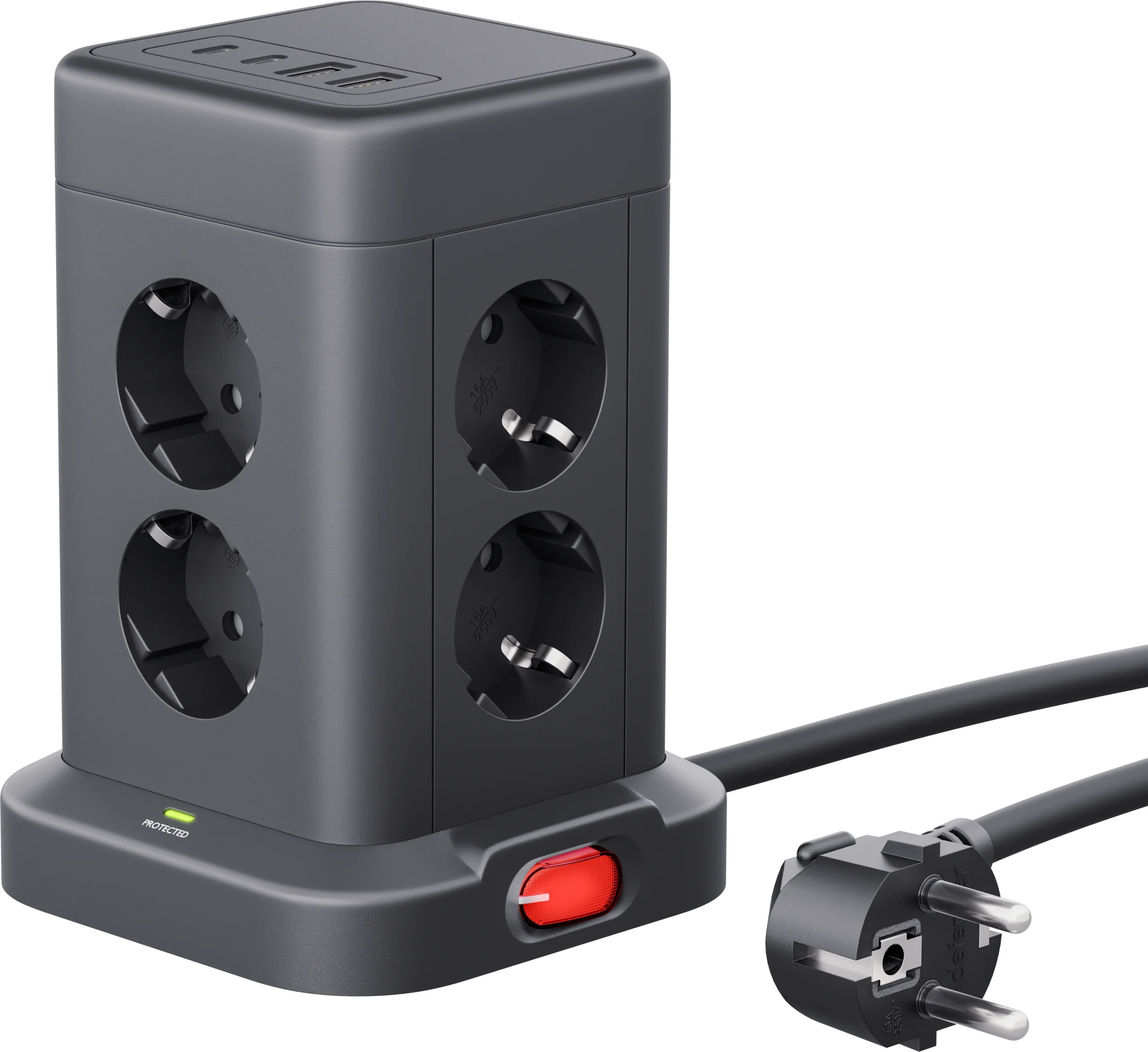 Сетевой фильтр ILS 453 3М 8 розеток 16A 2x(USB-A+USB-C) черный 99631 DEFENDER — изображение 3