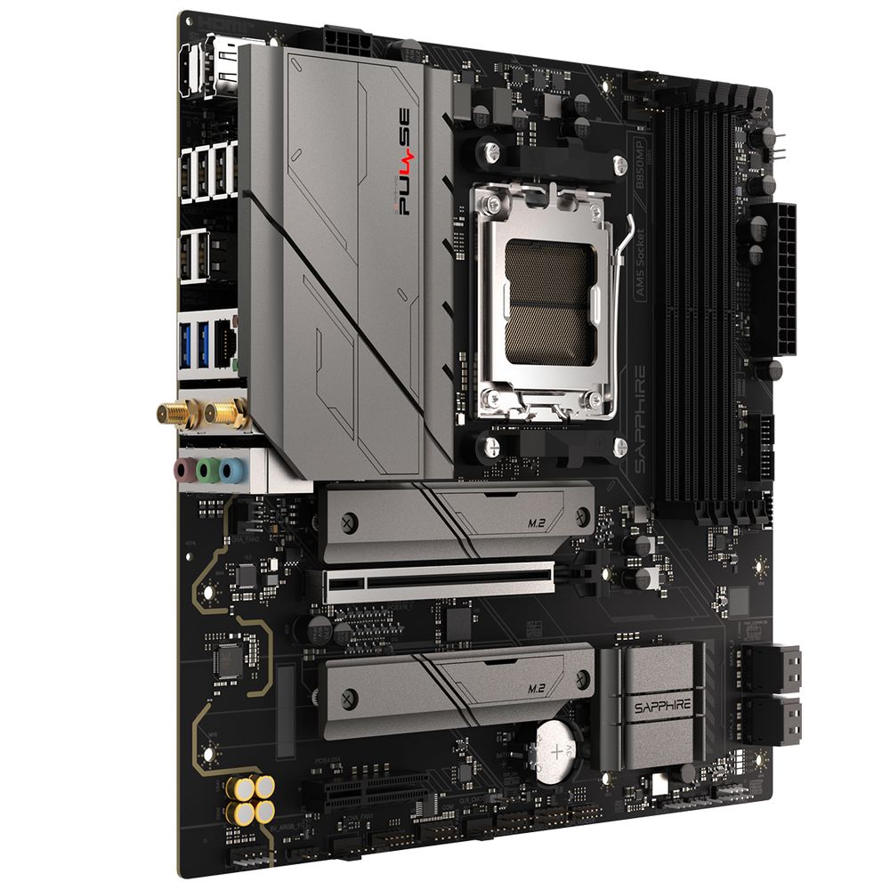 Материнская плата Sapphire B850M PULSE WIFI B850, AM5, 4*DDR5, 1*PCIEx16, 1*PCIEx4, 2*M.2, 2*TypeC, 4*USB3.2Gen1, 10*USB2.0, 4*SATA3.0, 2.5G, DP, HDMI, M-ATX, RTL — изображение 3
