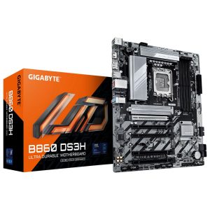 Материнская плата Gigabyte B860 DS3H B860, LGA1851, 4*DDR5, 5*PCIEx16, 2*M.2, 2*TypeC, 1*USB3.2Gen2, 2*USB3.2Gen1, 8*USB2.0, 4*SATA3.0, 2.5G, DP, HDMI, ATX, RTL
